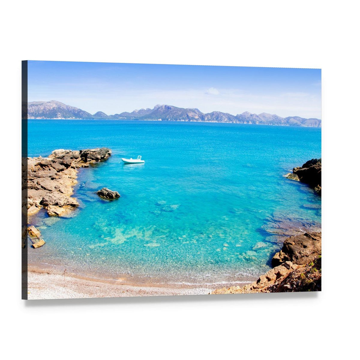 Mallorca La Victoria Beach Canvas Wall Art, single panel gallery wrapped canvas, angled product view