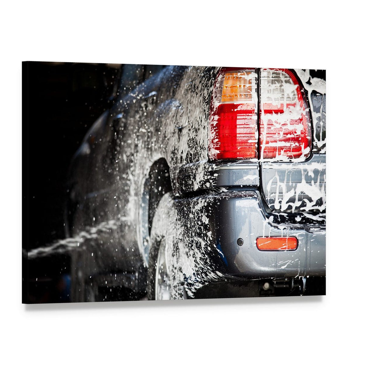 Car in Carwash Canvas Wall Art, single panel gallery wrapped canvas, angled product view