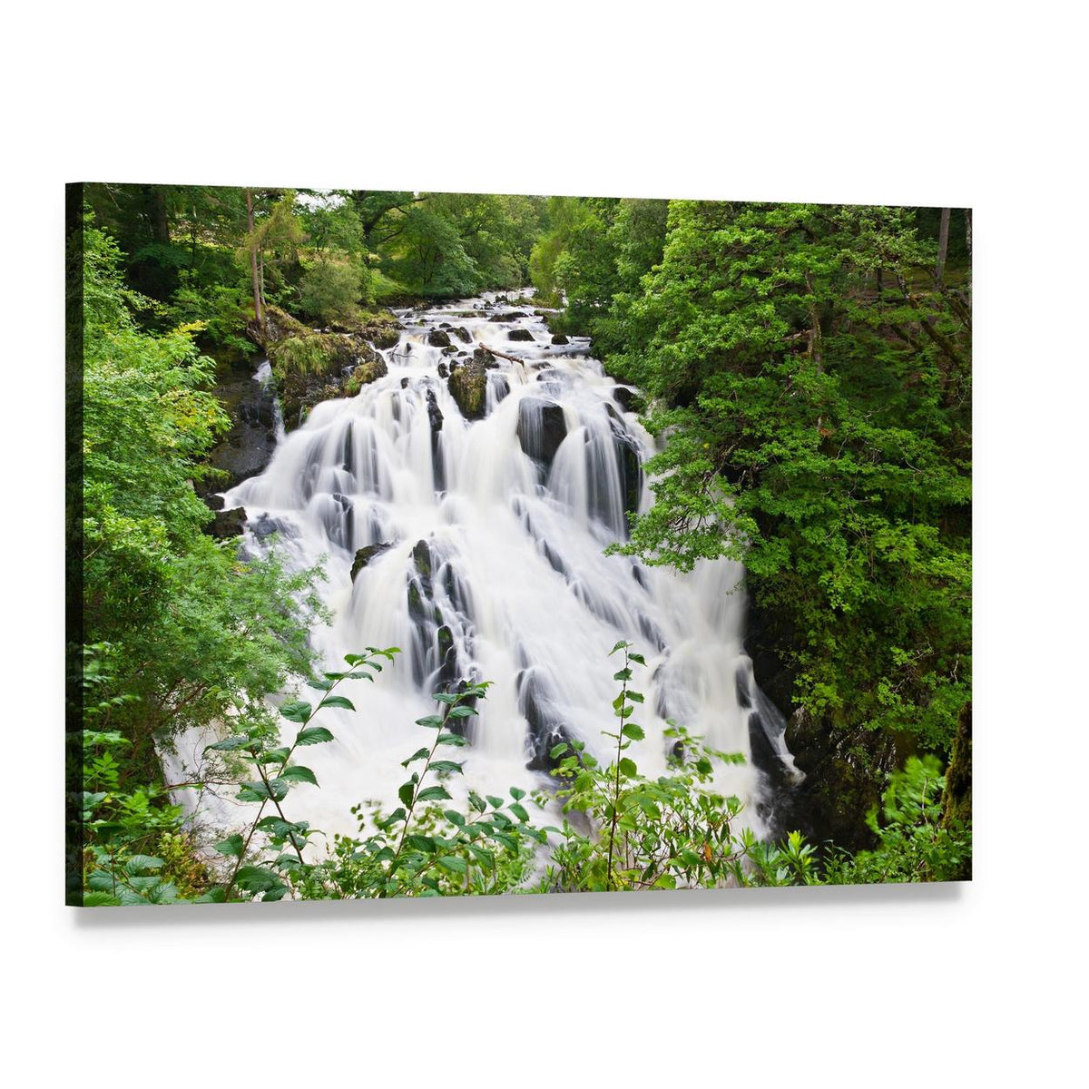 Betws-y-coed Waterfalls Canvas Wall Art, single panel gallery wrapped canvas, angled product view
