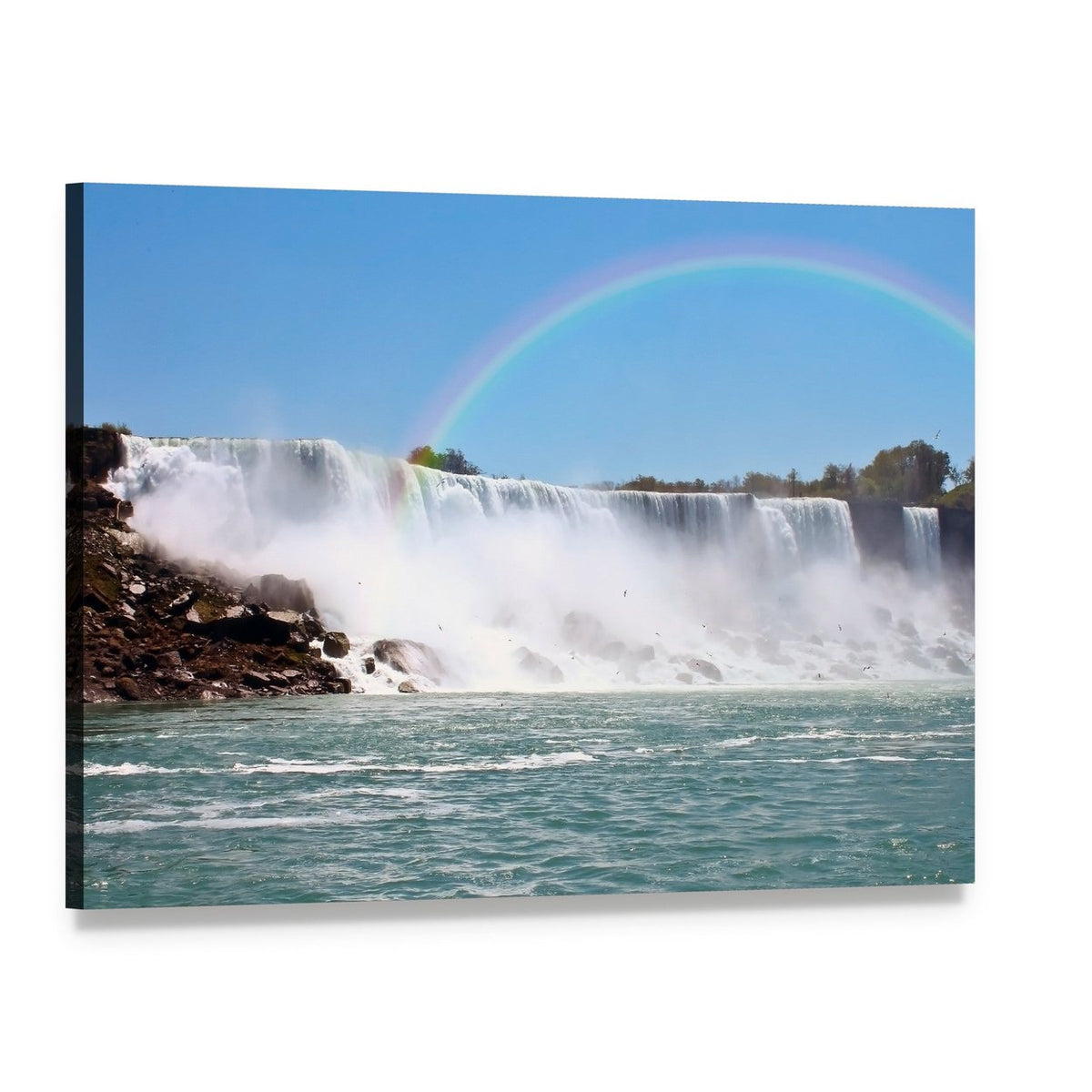 Rainbow Over Niagara Falls Canvas Wall Art, single panel gallery wrapped canvas, angled product view
