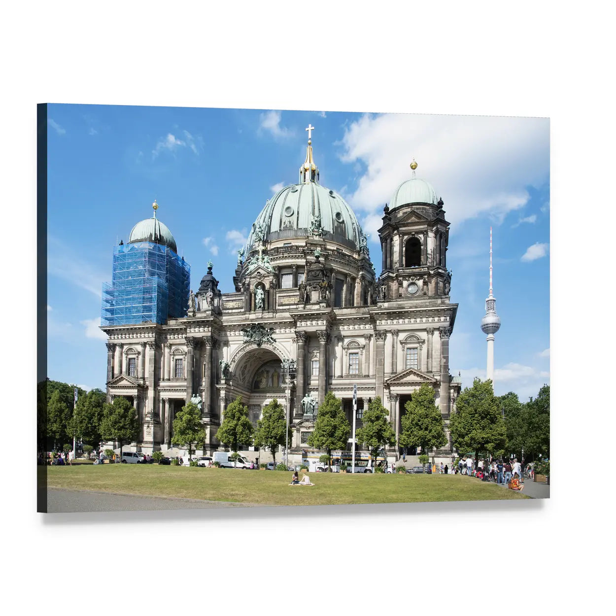 Berlin Cathedral at Lustgarten Park Canvas Wall Art, single panel gallery wrapped canvas, angled product view