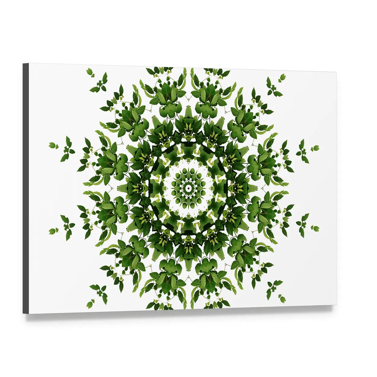 Green Mandala Pattern Canvas Wall Art, single panel gallery wrapped canvas, angled product view