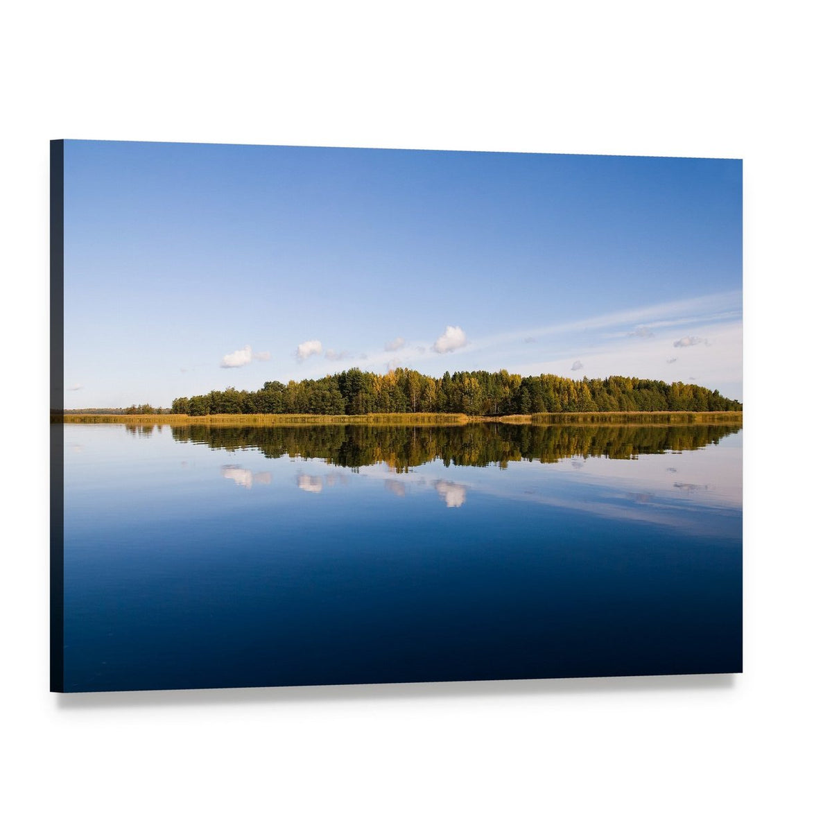 Forest and Lake in Russia Canvas Wall Art, single panel gallery wrapped canvas, angled product view