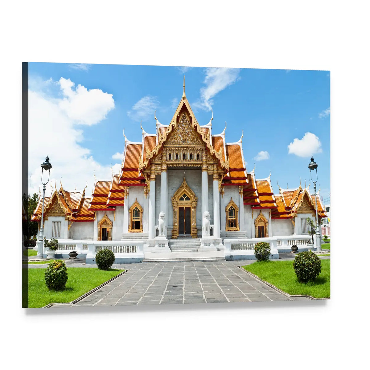 Wat Benchamabophit Marble Temple Canvas Wall Art, single panel gallery wrapped canvas, angled product view