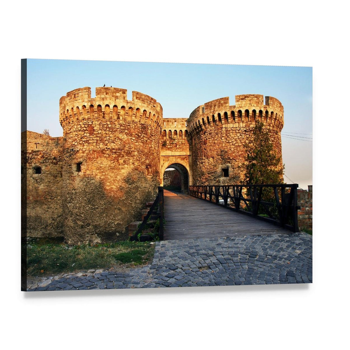 Belgrade Fortress Gate Canvas Wall Art, single panel gallery wrapped canvas, angled product view