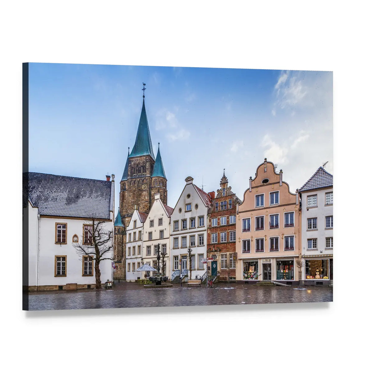 Warendorf Town Cobblestone Square Canvas Wall Art, single panel gallery wrapped canvas, angled product view