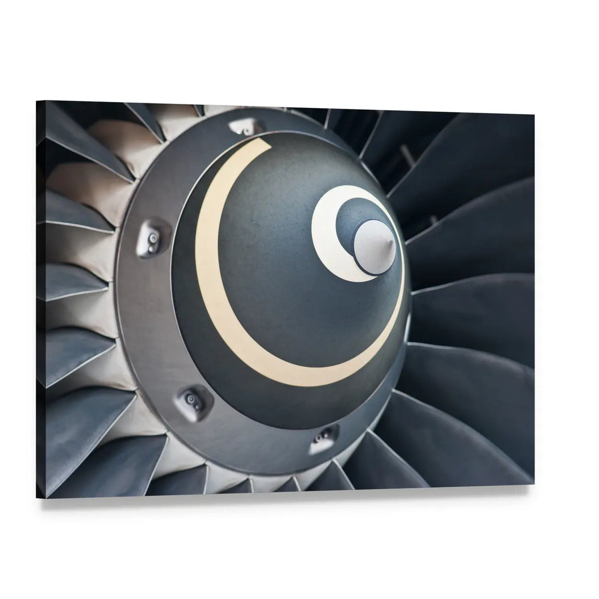 Jet Engine Turbine Blades Canvas Wall Art, single panel gallery wrapped canvas, angled product view