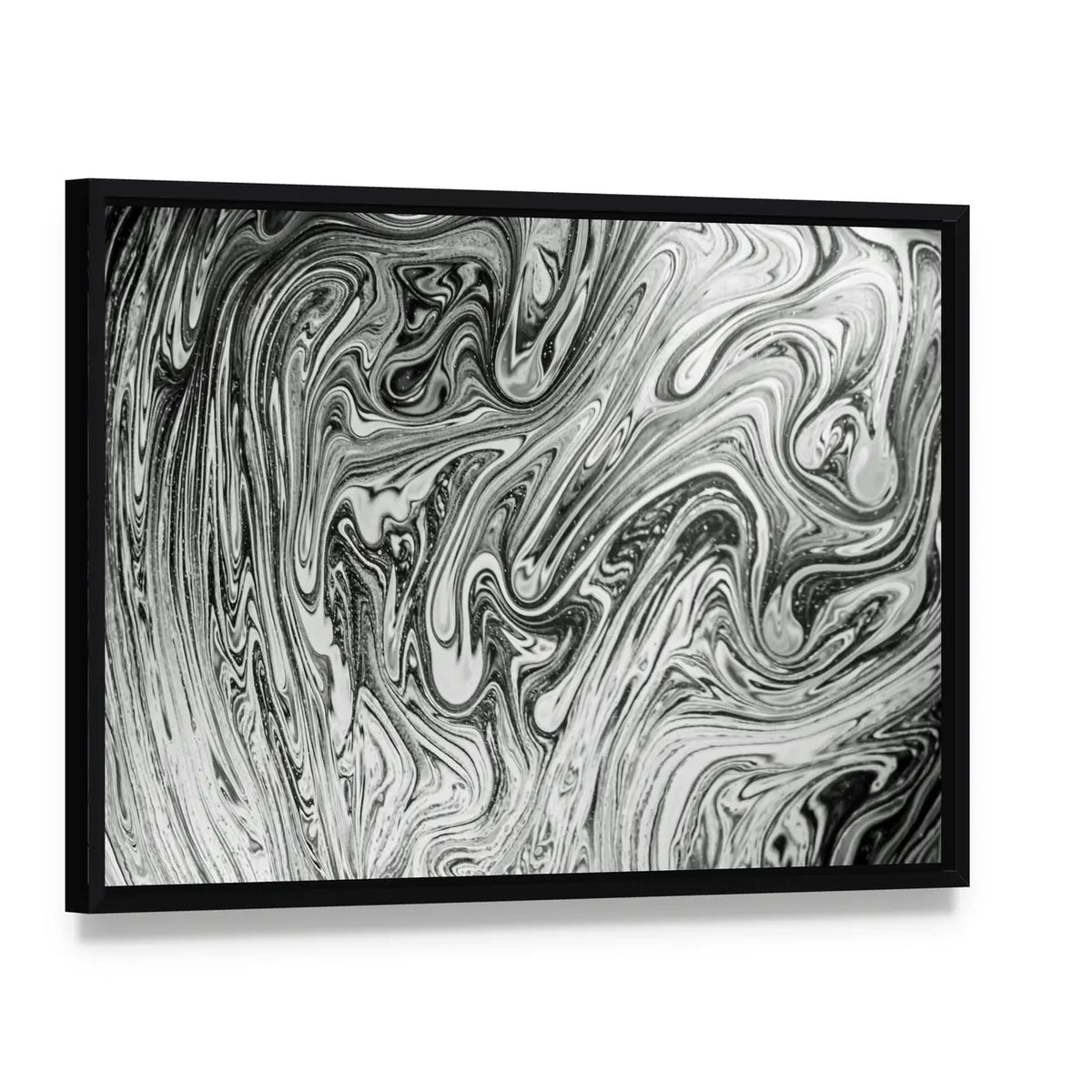 Soap Bubbles Pattern Canvas Wall Art, framed canvas in a black floater frame, angled product view