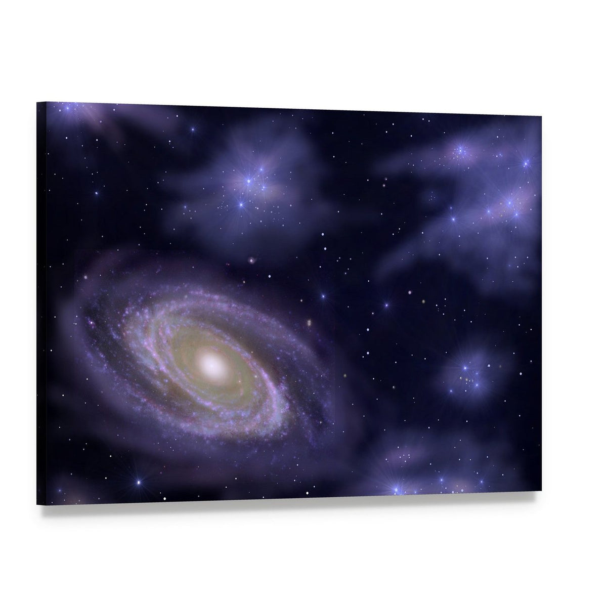 Deep Space Spiral Galaxy Canvas Wall Art, single panel gallery wrapped canvas, angled product view