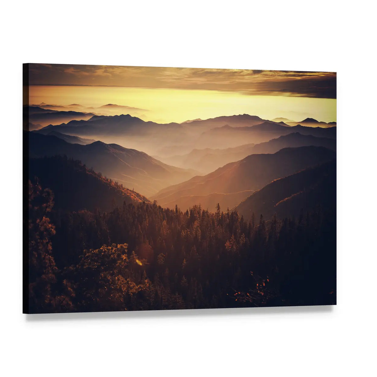 Sierra Nevada Mountains In California Canvas Wall Art, single panel gallery wrapped canvas, angled product view