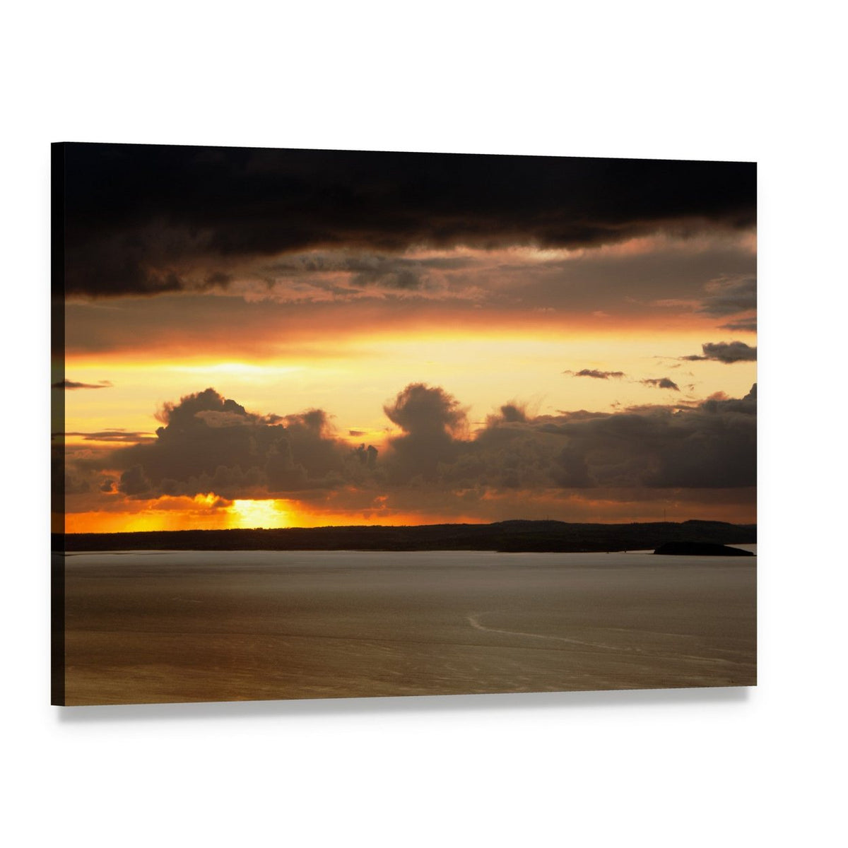 Sunset Over Anglesey Canvas Wall Art, single panel gallery wrapped canvas, angled product view