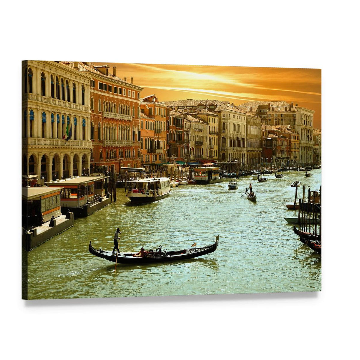 Venetian Grand Canal at Sunset Canvas Wall Art, single panel gallery wrapped canvas, angled product view