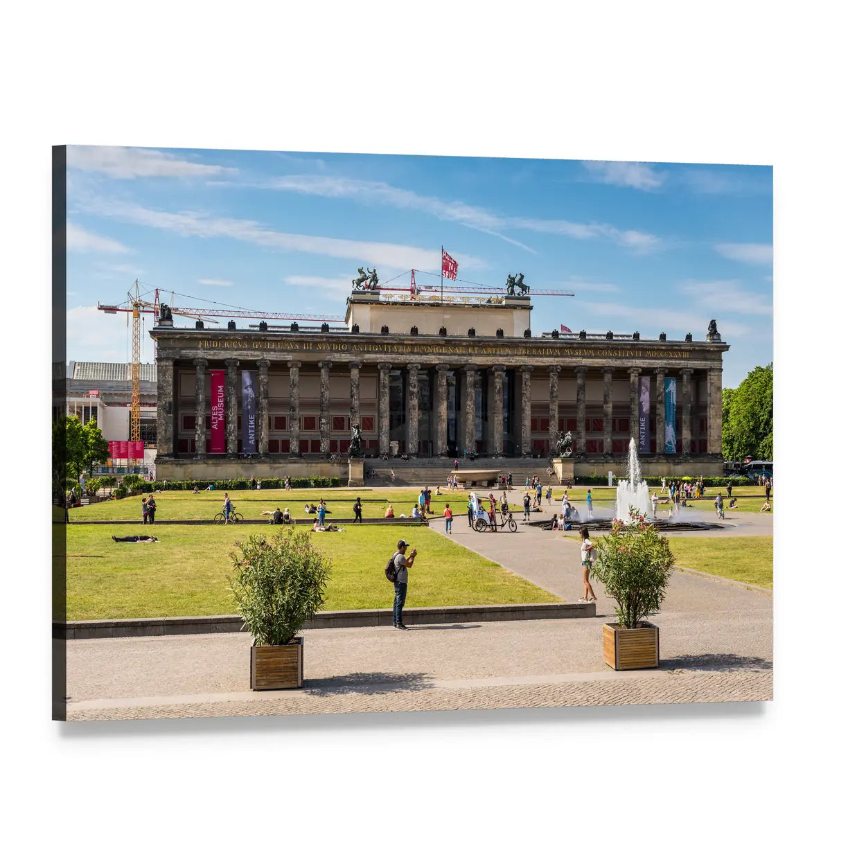 People in Front of Altes Museum Canvas Wall Art, single panel gallery wrapped canvas, angled product view