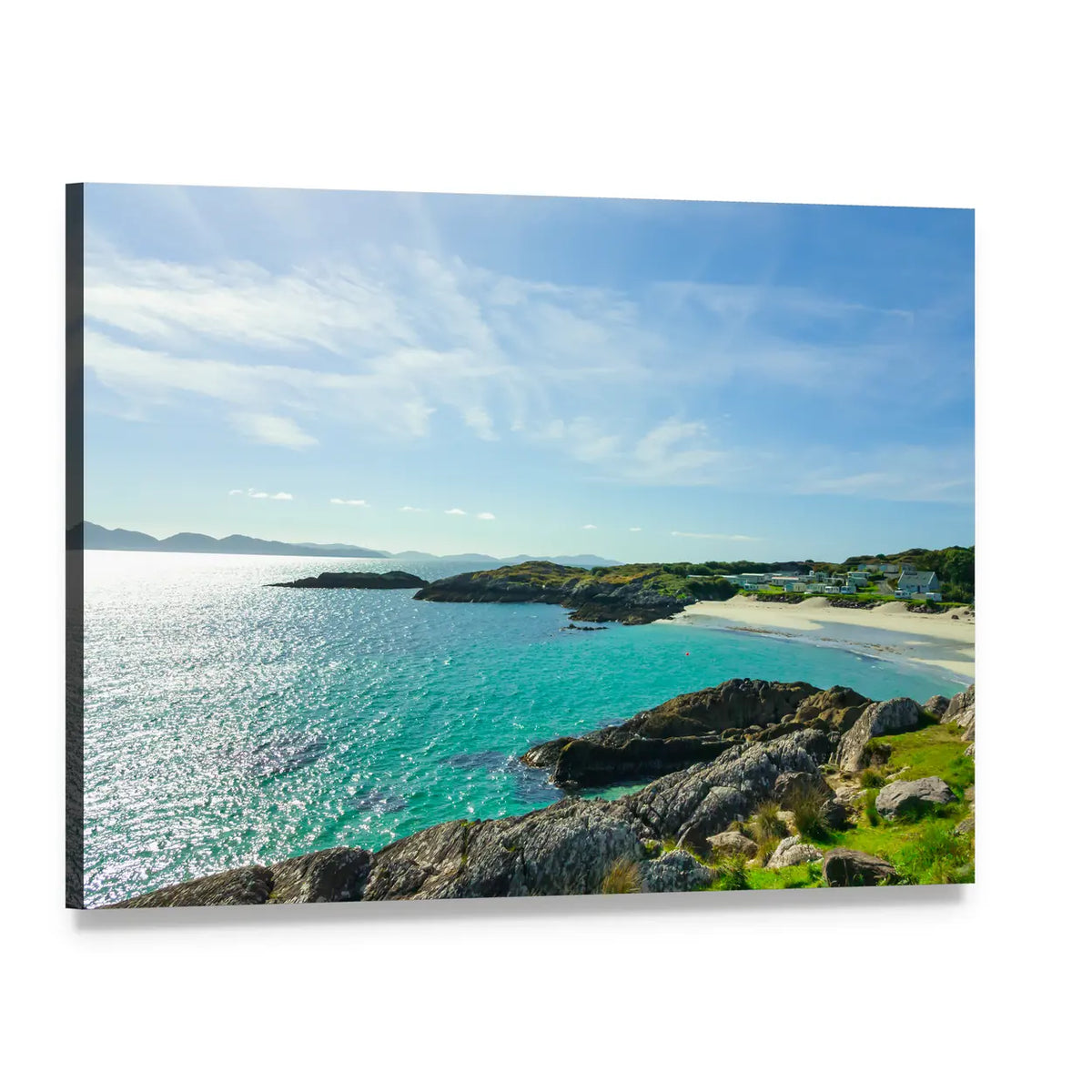 Ring of Kerry Beach Scene Canvas Wall Art, single panel gallery wrapped canvas, angled product view