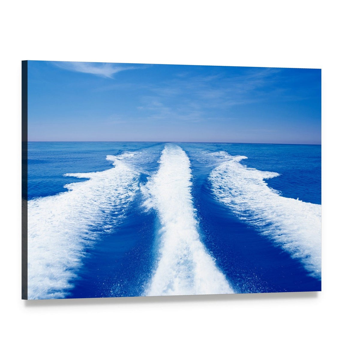 Boat Wake Prop Wash Canvas Wall Art, single panel gallery wrapped canvas, angled product view