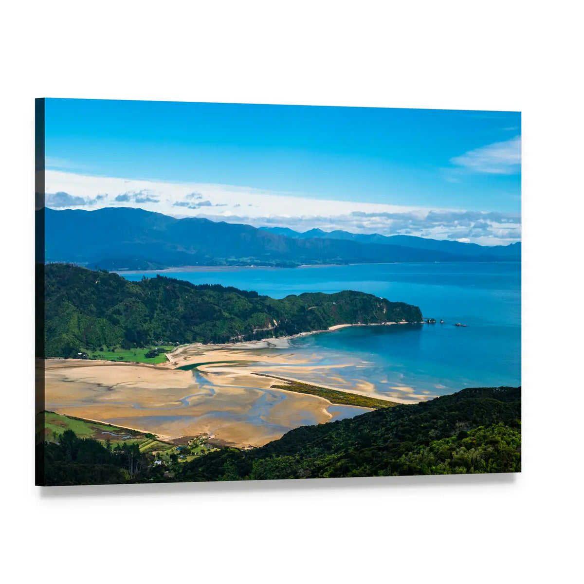 New Zealand Coastline Canvas Wall Art, single panel gallery wrapped canvas, angled product view