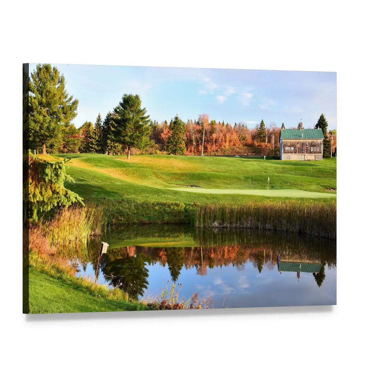 Algonquin Park Pond in Autumn Canvas Wall Art, single panel gallery wrapped canvas, angled product view