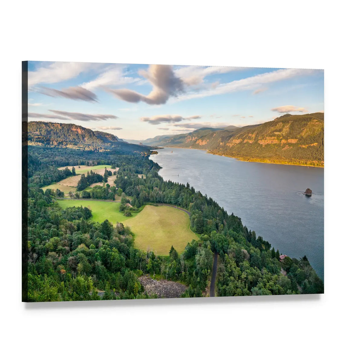 Columbia River Gorge Canvas Wall Art, single panel gallery wrapped canvas, angled product view