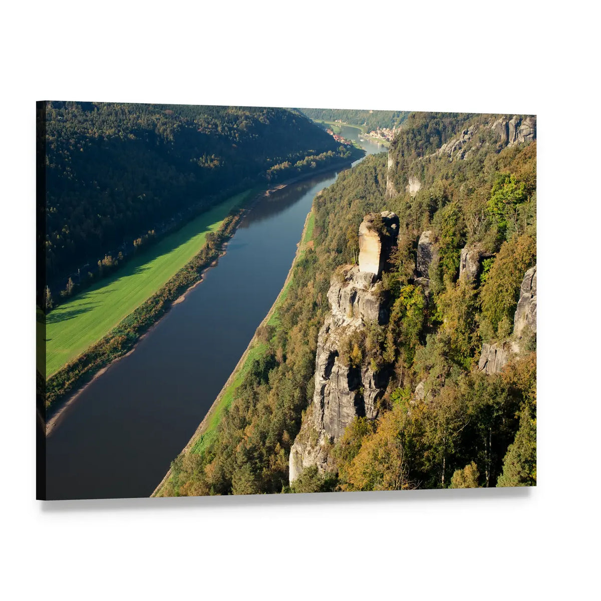 Elbe River in Saxony Canvas Wall Art, single panel gallery wrapped canvas, angled product view