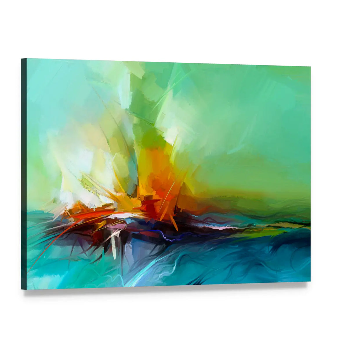 Stormy River Abstract Canvas Wall Art, single panel gallery wrapped canvas, angled product view