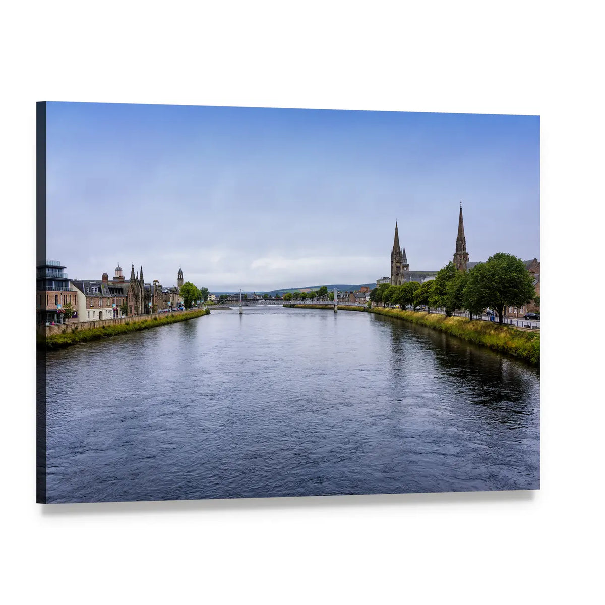 River Ness with Cathedral Spires Canvas Wall Art, single panel gallery wrapped canvas, angled product view