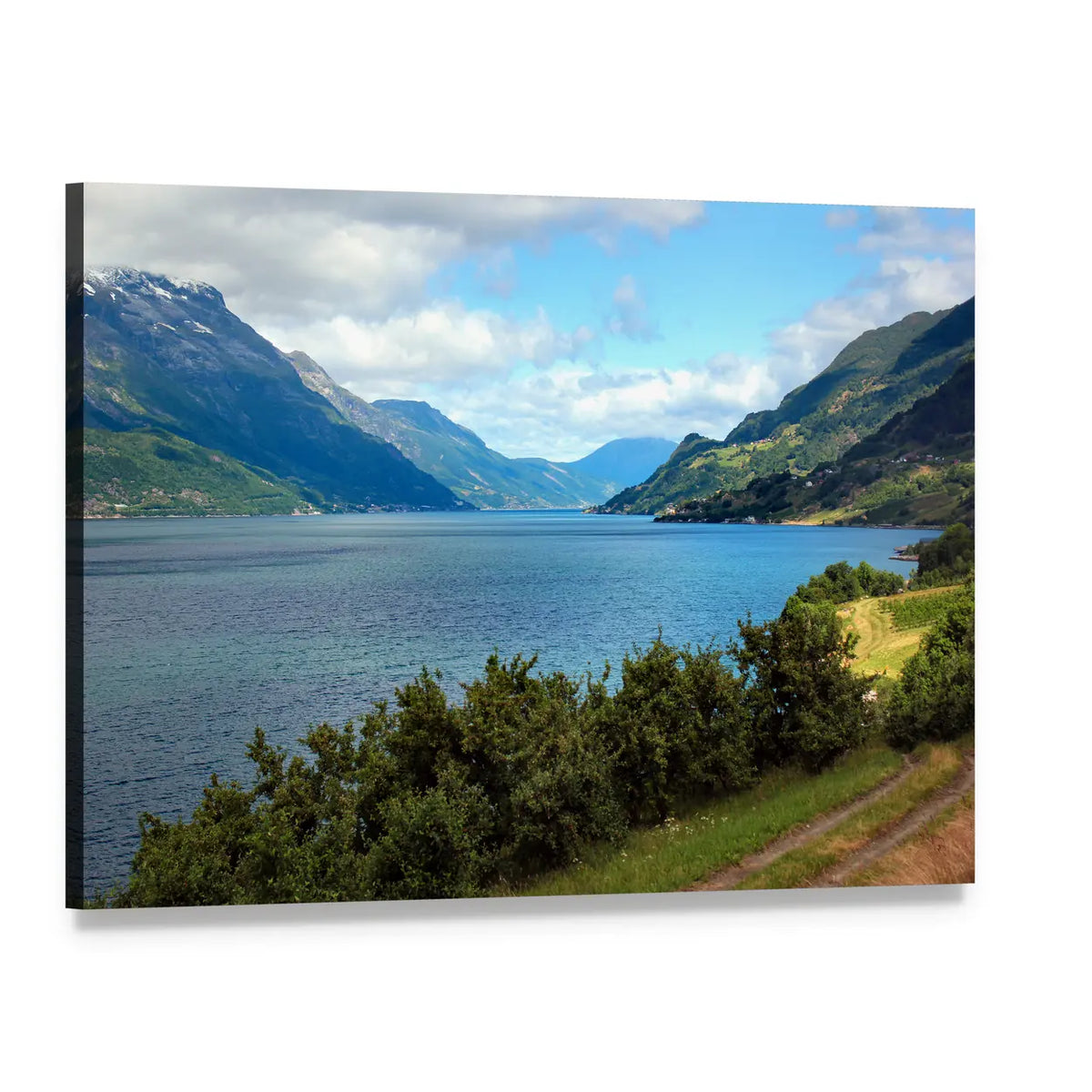 View of Hardanger Fjord, Norway Canvas Wall Art, single panel gallery wrapped canvas, angled product view
