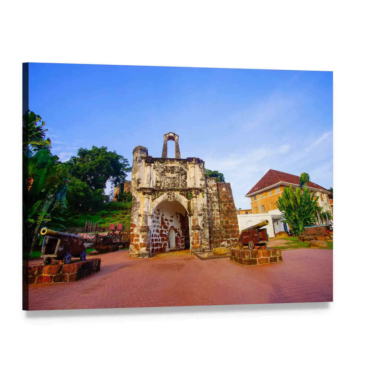 Porta De Santiago Gatehouse, Malacca Canvas Wall Art, single panel gallery wrapped canvas, angled product view