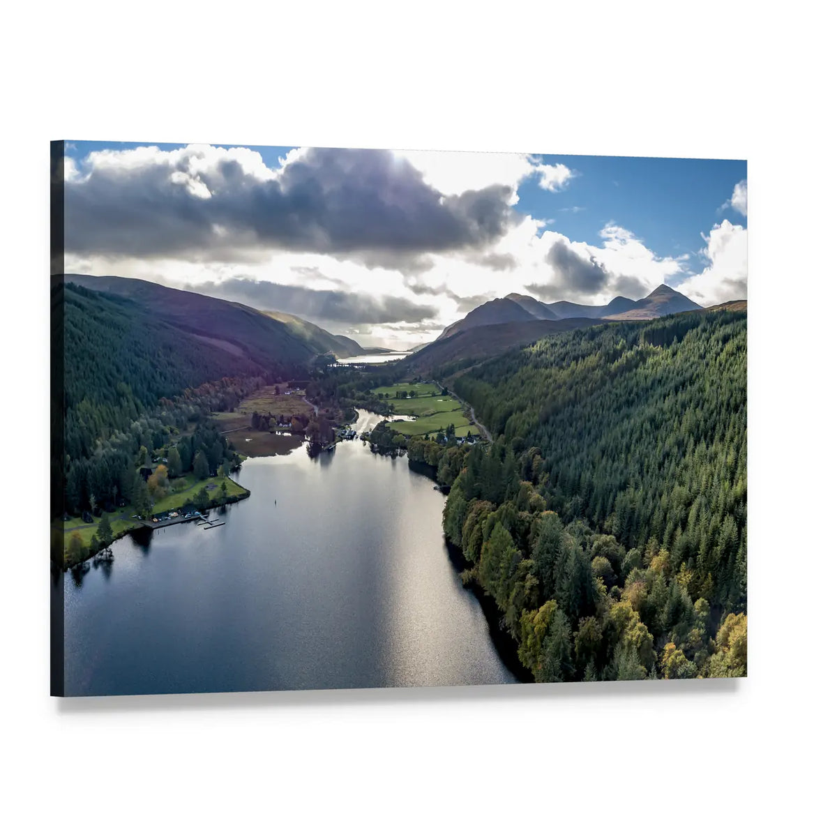 Laggan Valley River View Canvas Wall Art, single panel gallery wrapped canvas, angled product view