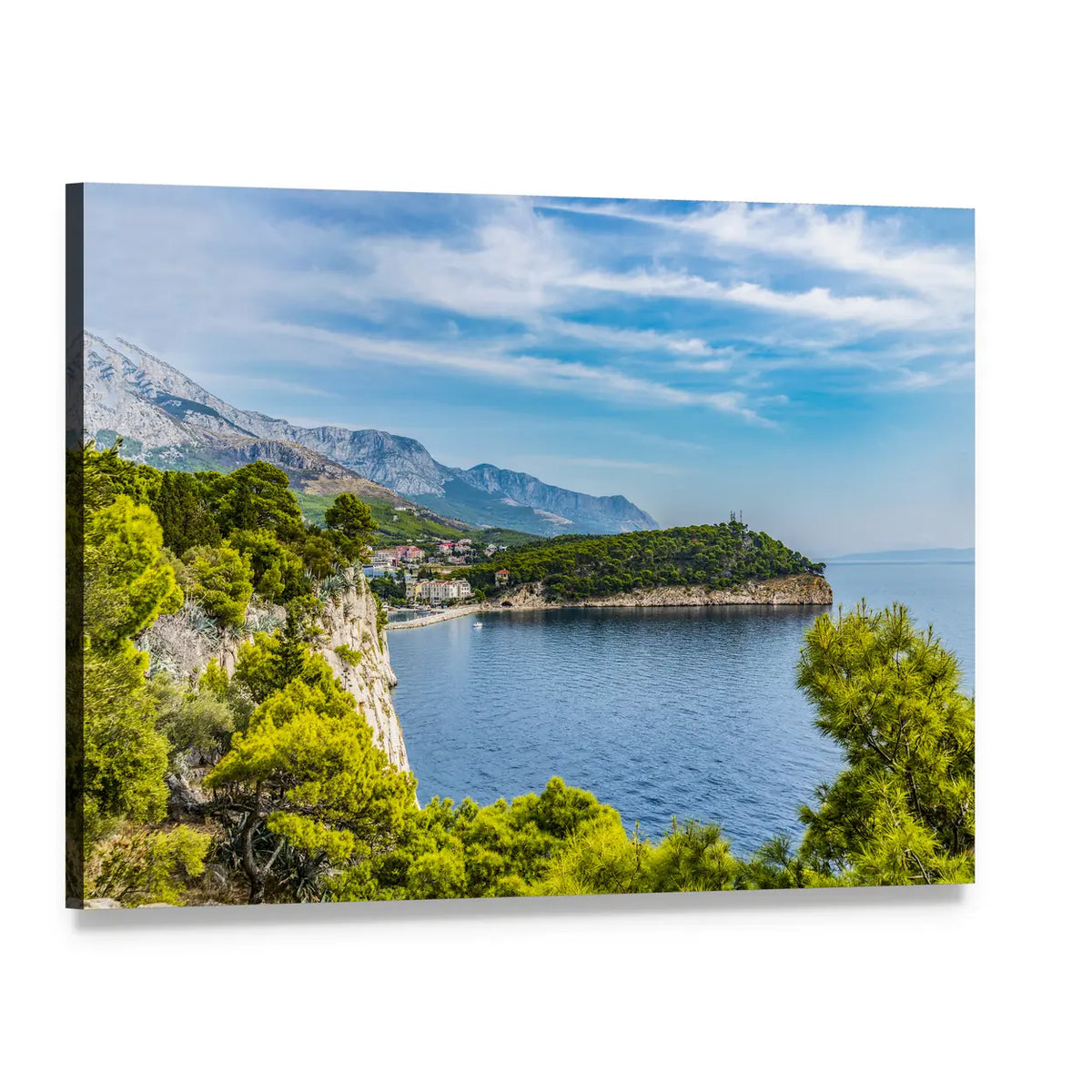 Old Town Bay with Lighthouse, Croatia Canvas Wall Art, single panel gallery wrapped canvas, angled product view
