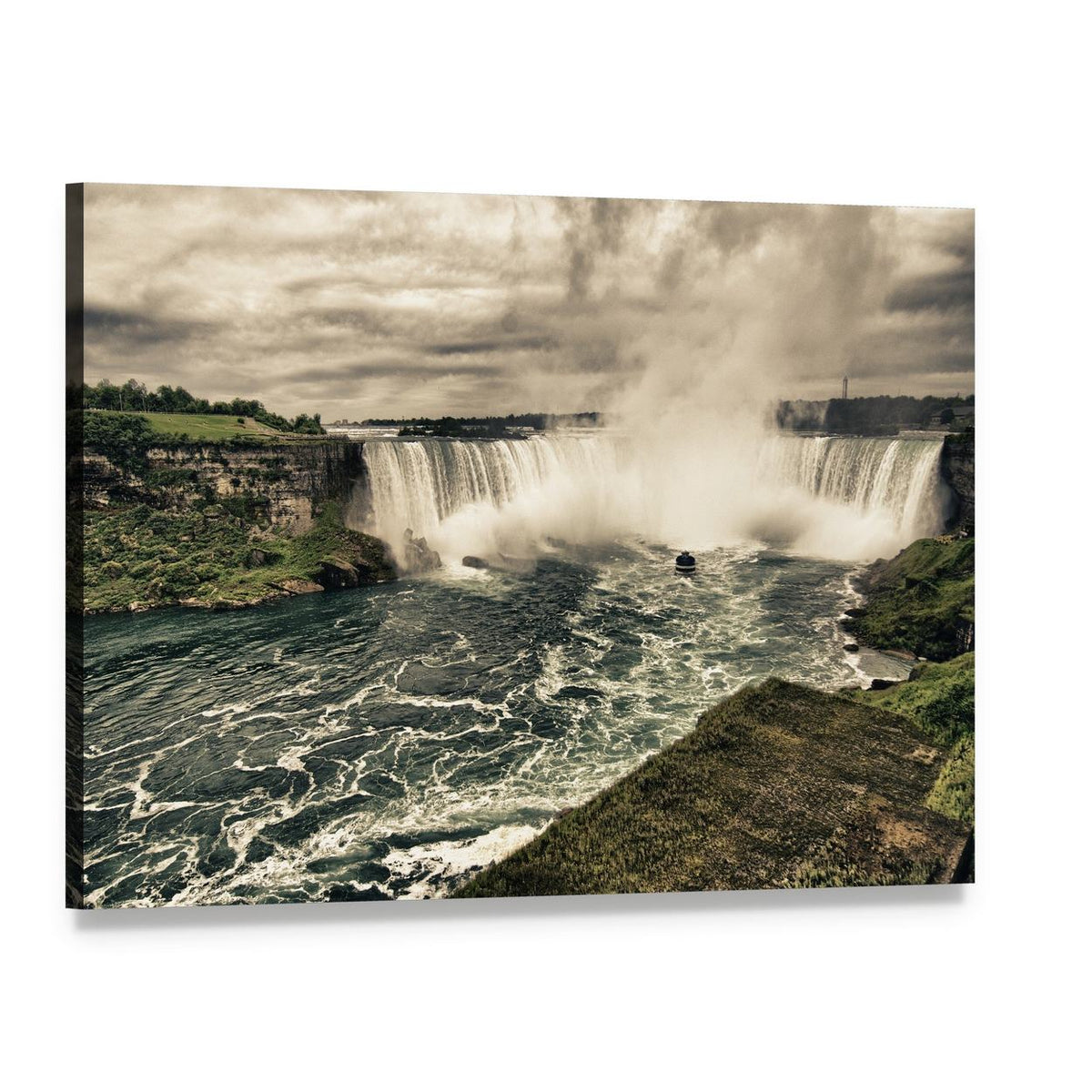 Power of Niagara Waterfalls Canvas Wall Art, single panel gallery wrapped canvas, angled product view