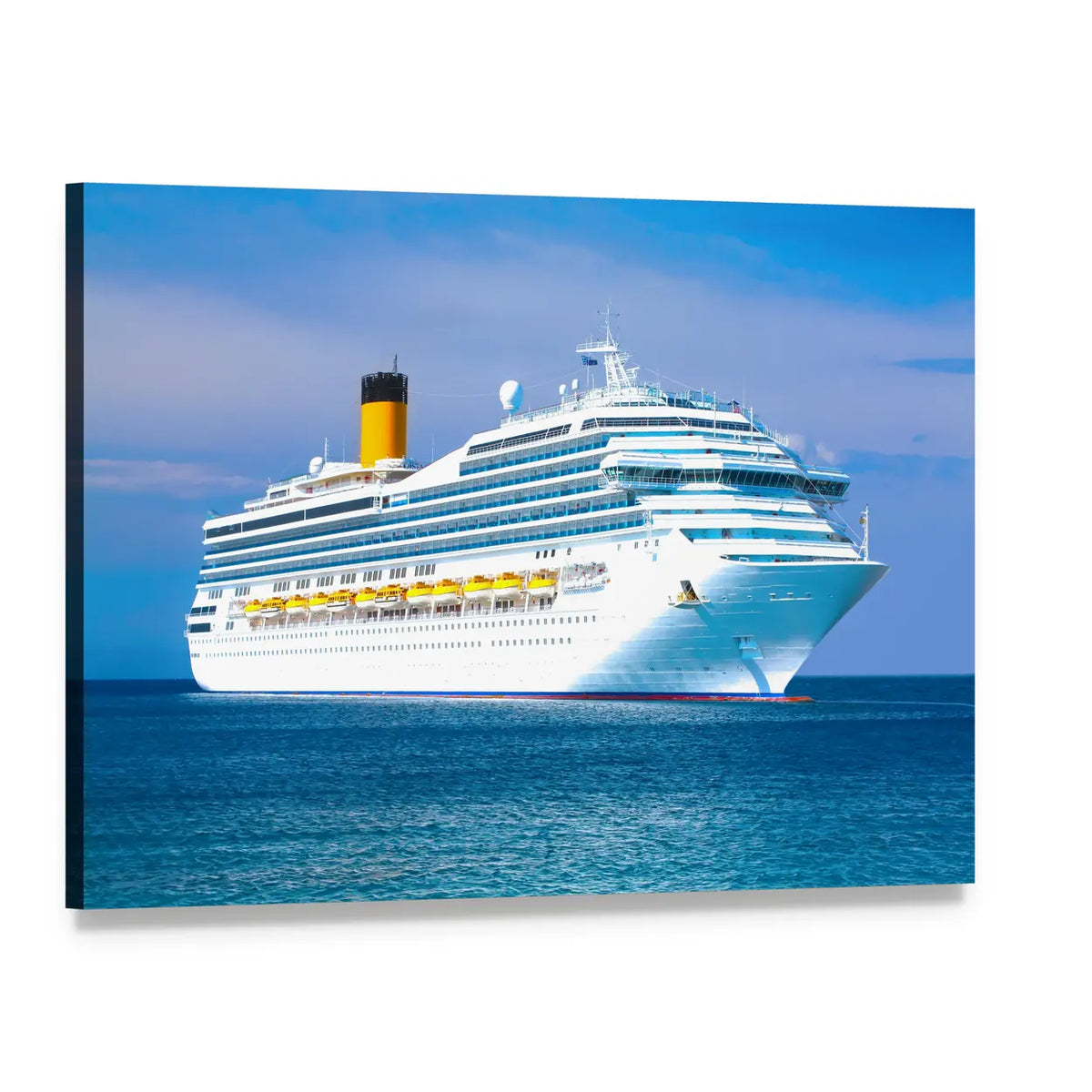 Cruise Ship on Calm Sea Canvas Wall Art, single panel gallery wrapped canvas, angled product view