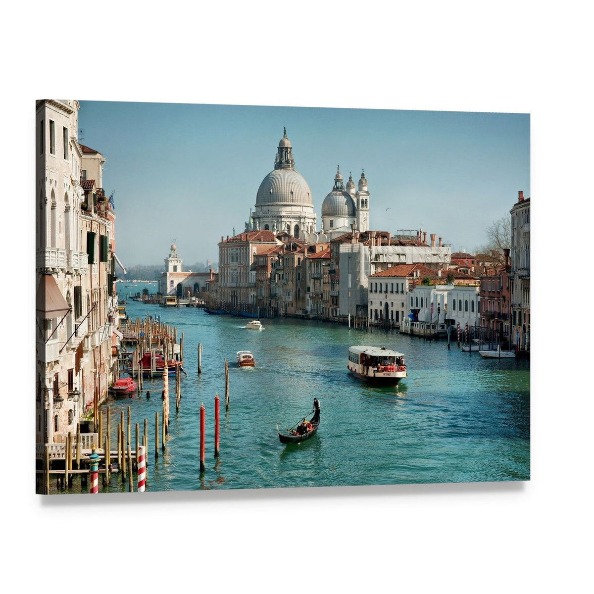 Venice Grand Canal View in Daylight Canvas Wall Art, single panel gallery wrapped canvas, angled product view