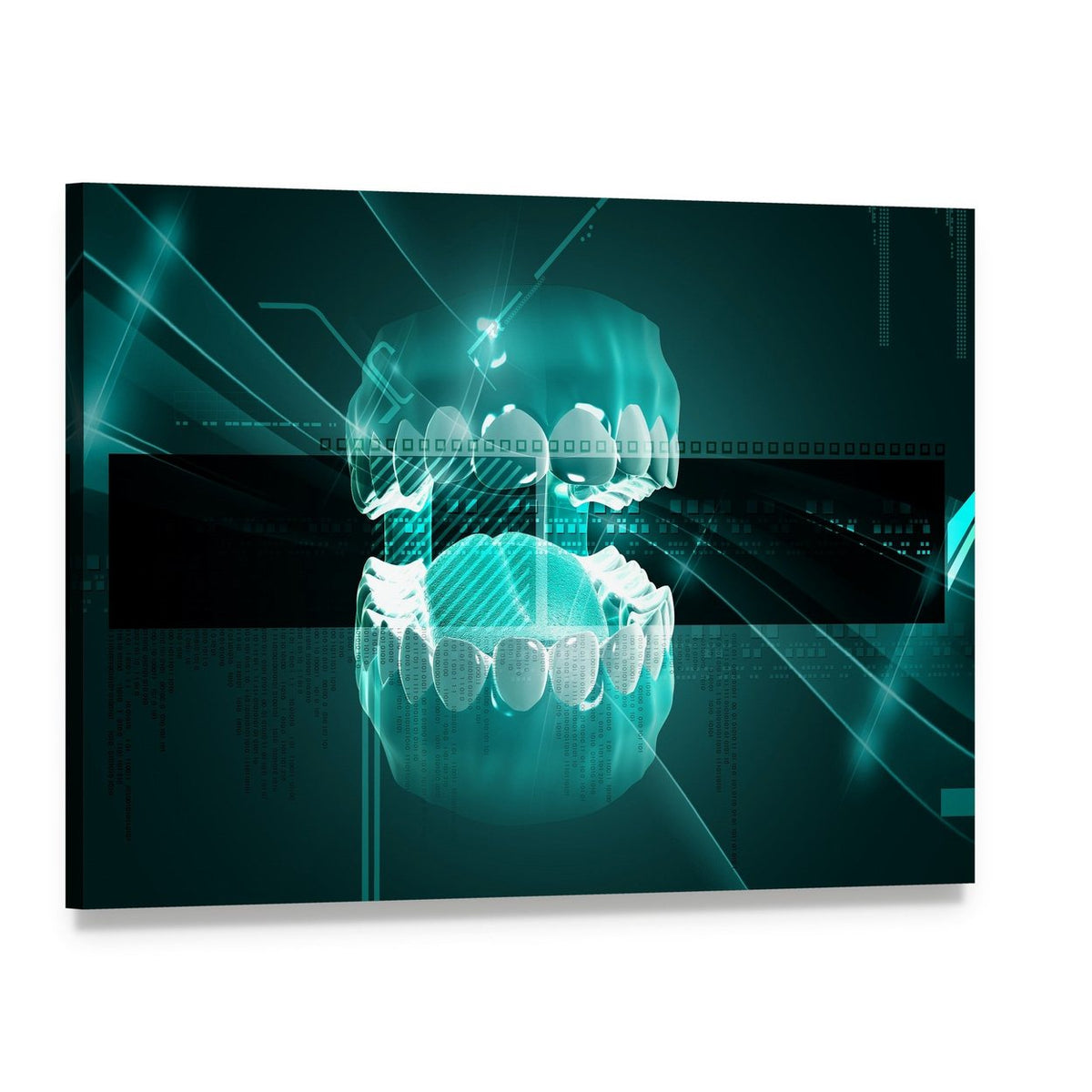 3d Digital Teeth Illustration Canvas Wall Art, single panel gallery wrapped canvas, angled product view