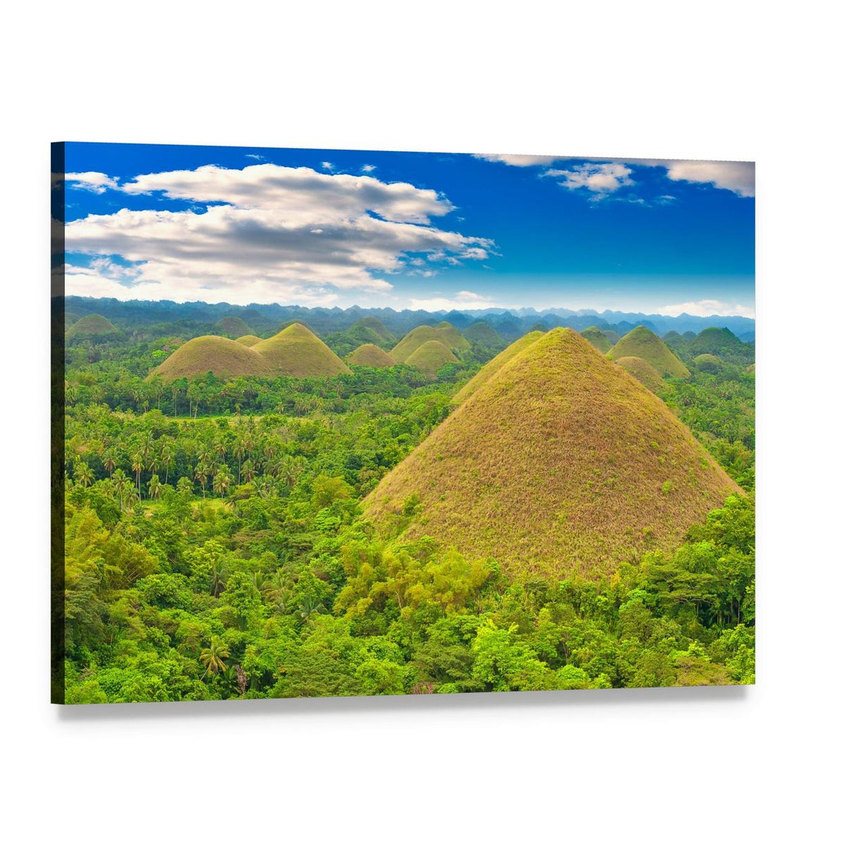 Chocolate Hills Landscape Photo Canvas Wall Art, single panel gallery wrapped canvas, angled product view