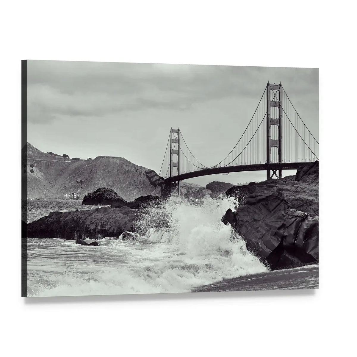 Golden Gate Bridge from the Beach Canvas Wall Art, single panel gallery wrapped canvas, angled product view