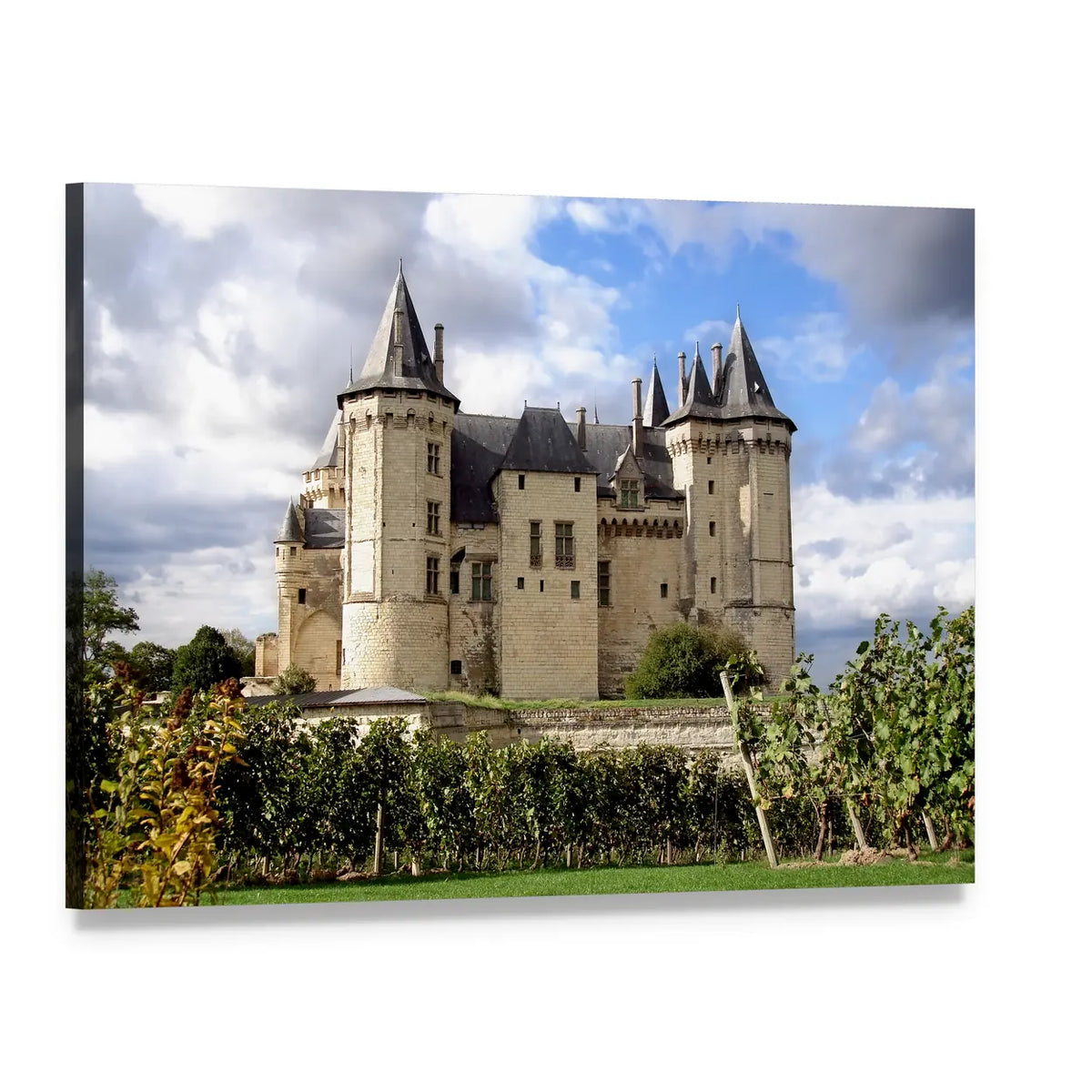 Saumur Chateau in Summer Canvas Wall Art, single panel gallery wrapped canvas, angled product view