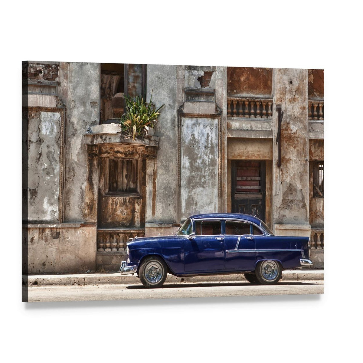 Vintage Car in Havana Canvas Wall Art, single panel gallery wrapped canvas, angled product view