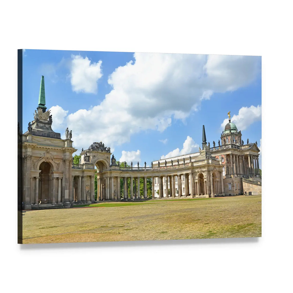New Palace Colonnade with Green Spire Canvas Wall Art, single panel gallery wrapped canvas, angled product view