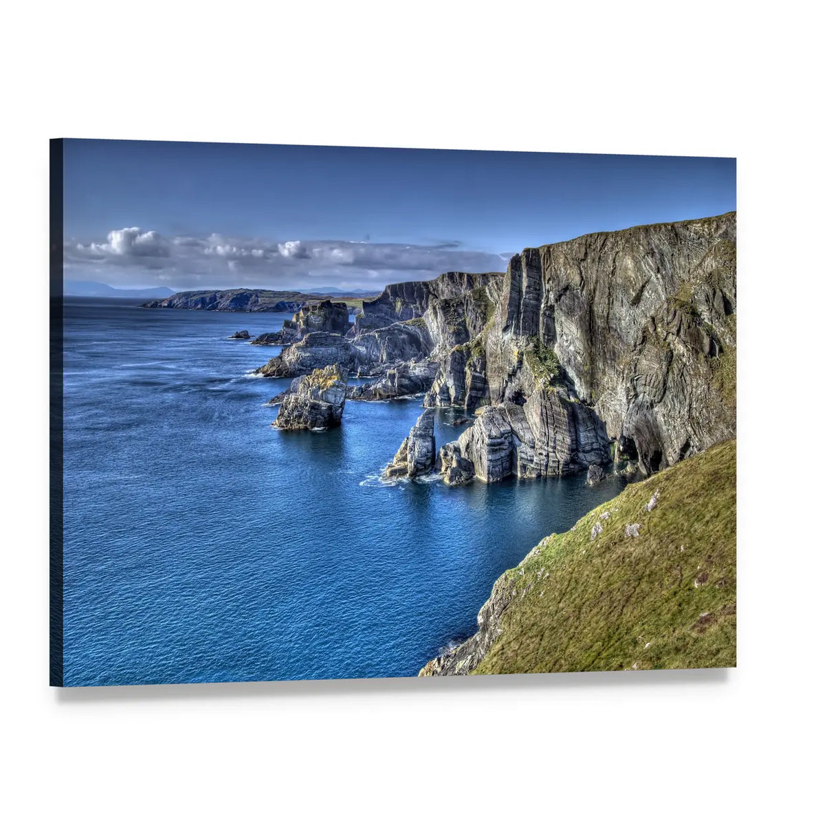 Atlantic Coast Cliffs Canvas Wall Art, single panel gallery wrapped canvas, angled product view