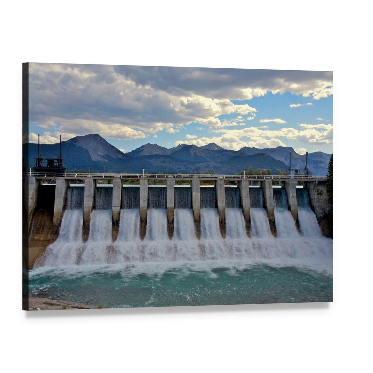Spillways of a Hydroelectric Dam Canvas Wall Art, single panel gallery wrapped canvas, angled product view