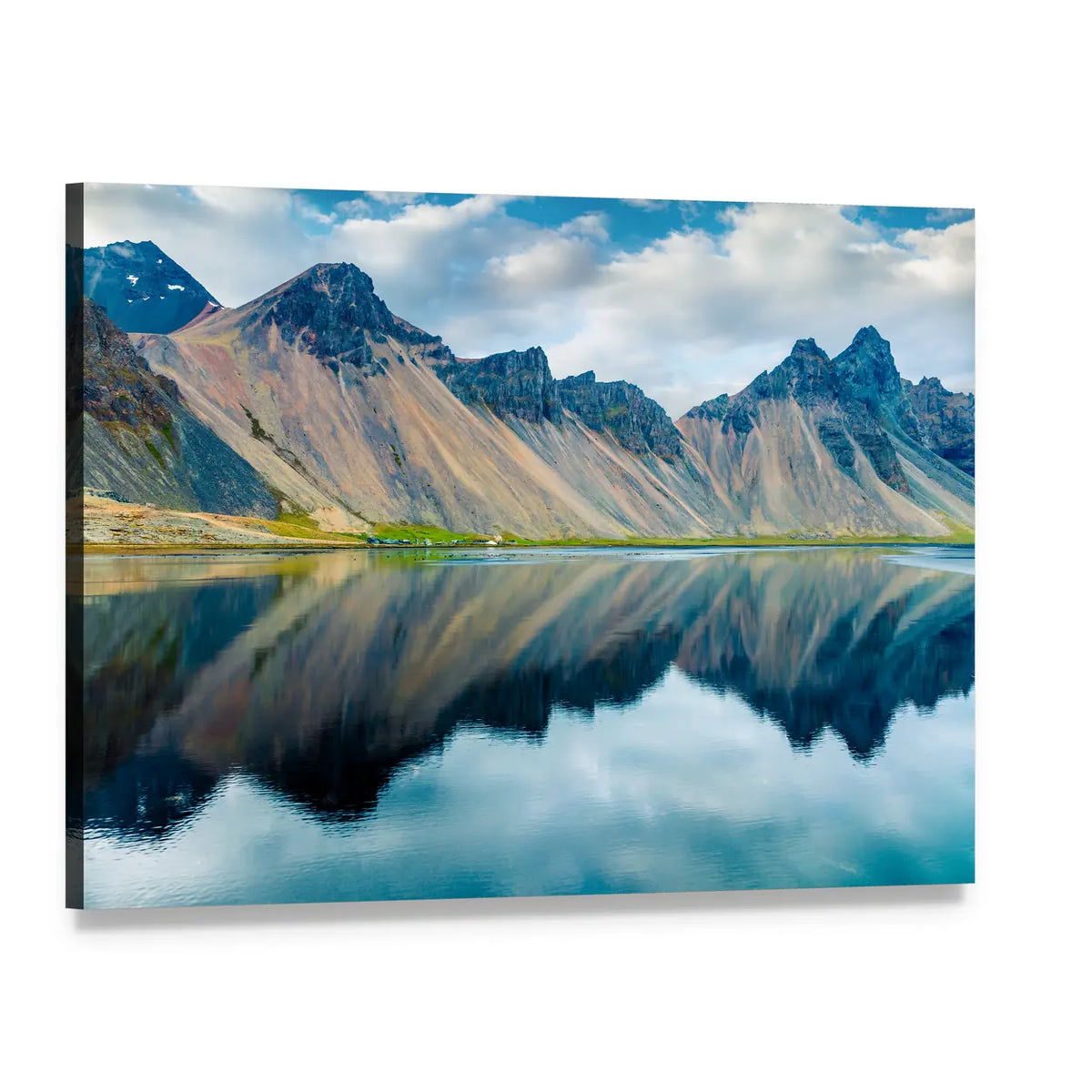 Reflections on Southeastern Iceland Coast Canvas Wall Art, single panel gallery wrapped canvas, angled product view