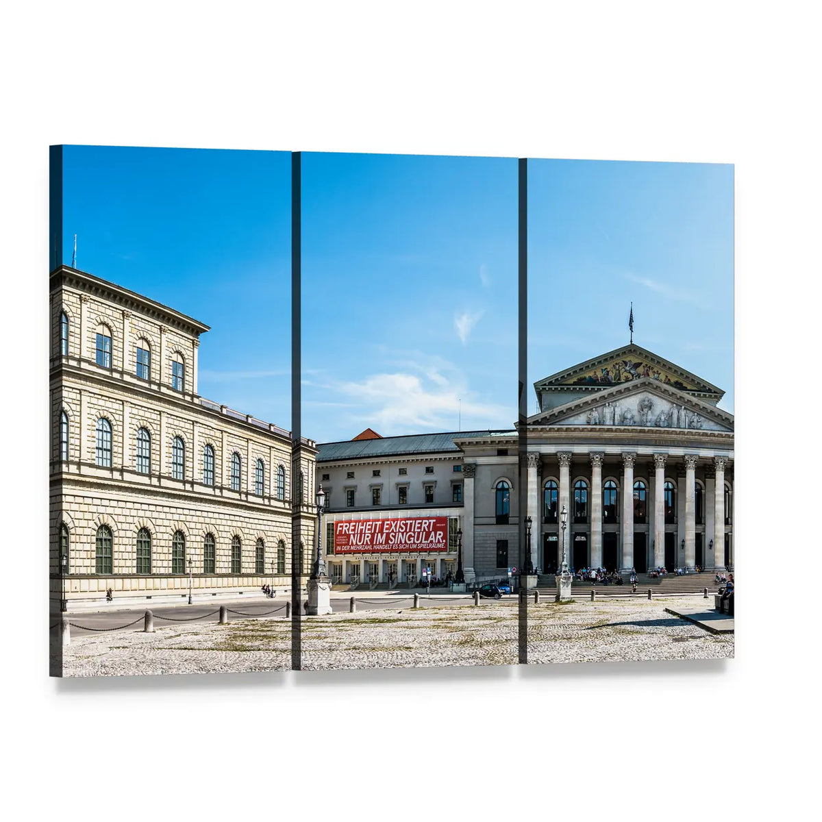 Statue of Maximilian I Canvas Wall Art, 3 panel 3 Horizontal layout gallery wrapped canvas set, angled product view