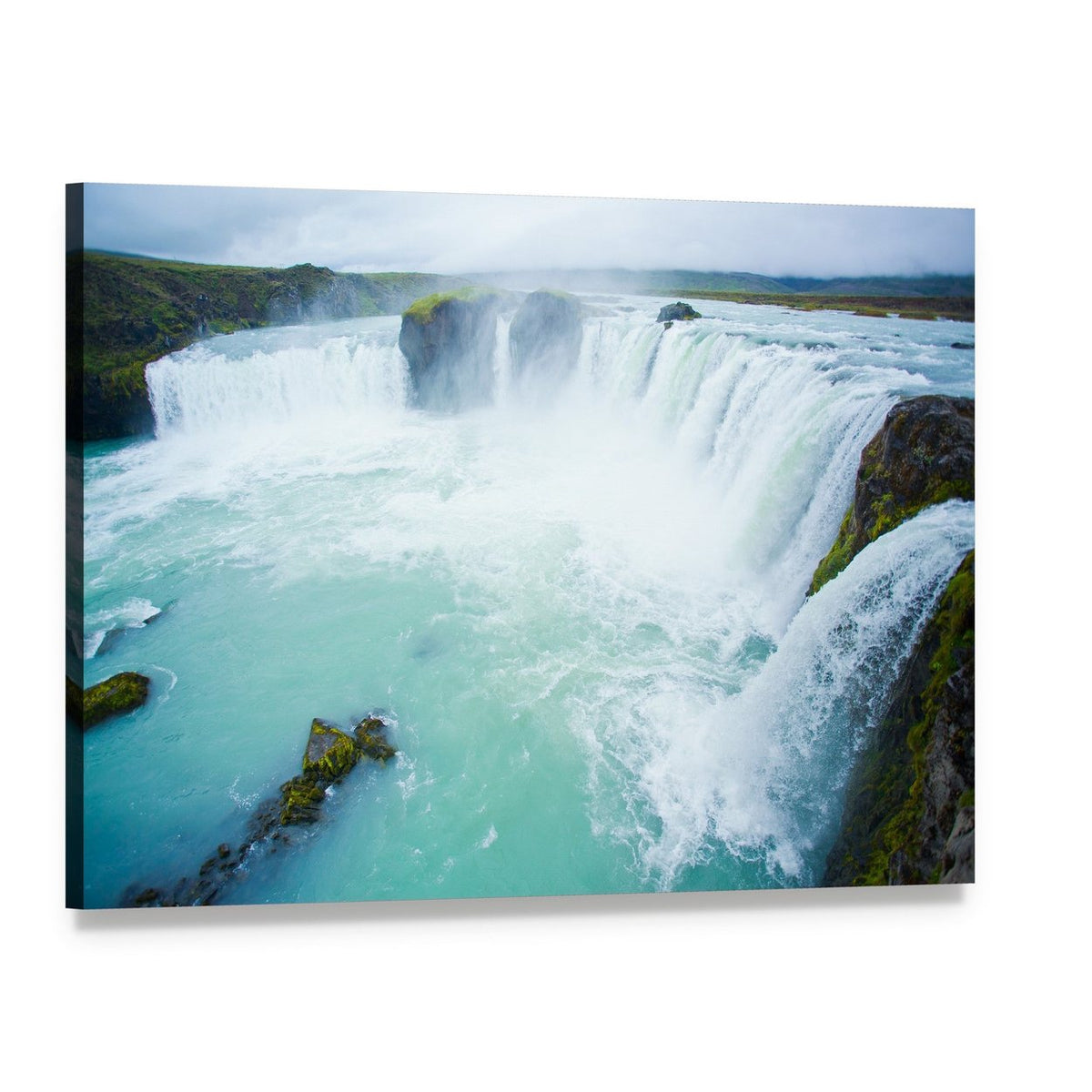 Godafoss Waterfall in Iceland Canvas Wall Art, single panel gallery wrapped canvas, angled product view