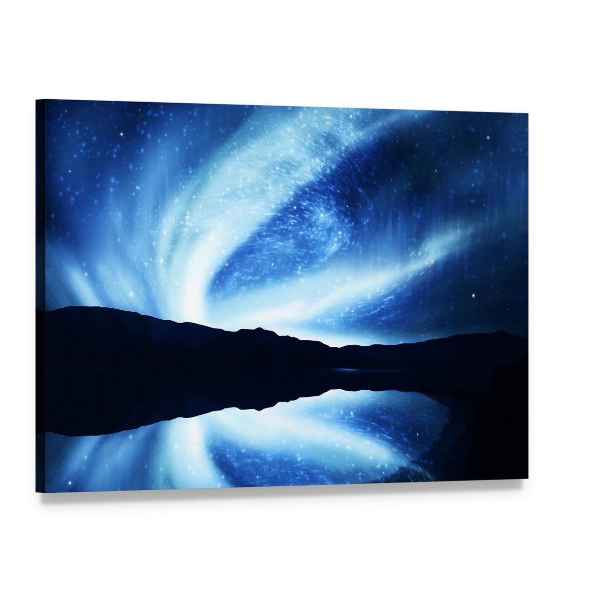 Northern Lights Aurora Canvas Wall Art, single panel gallery wrapped canvas, angled product view