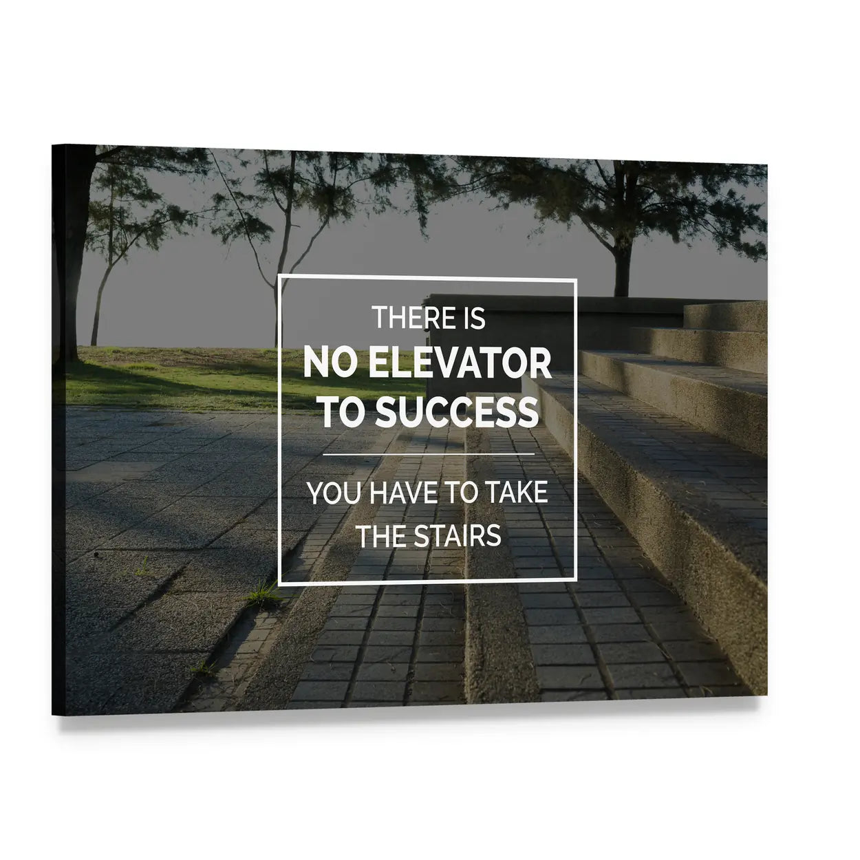There Is No Elevator to Success Quote Canvas Wall Art, single panel gallery wrapped canvas, angled product view