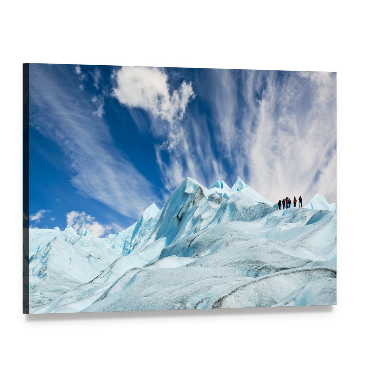 Climbers on Moreno Glacier Canvas Wall Art, single panel gallery wrapped canvas, angled product view