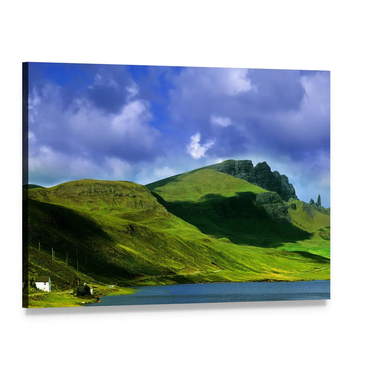 Isle of Skye Highlands Landscape Canvas Wall Art, single panel gallery wrapped canvas, angled product view