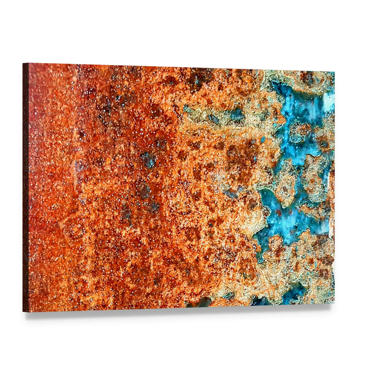 Rust Patterns In Steel Canvas Wall Art, single panel gallery wrapped canvas, angled product view