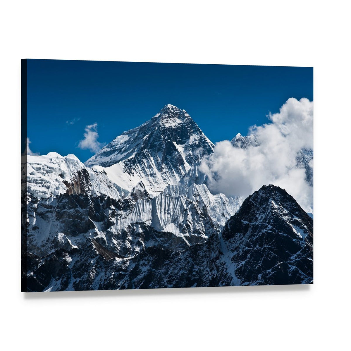 Everest Mountain Peak Canvas Wall Art, single panel gallery wrapped canvas, angled product view