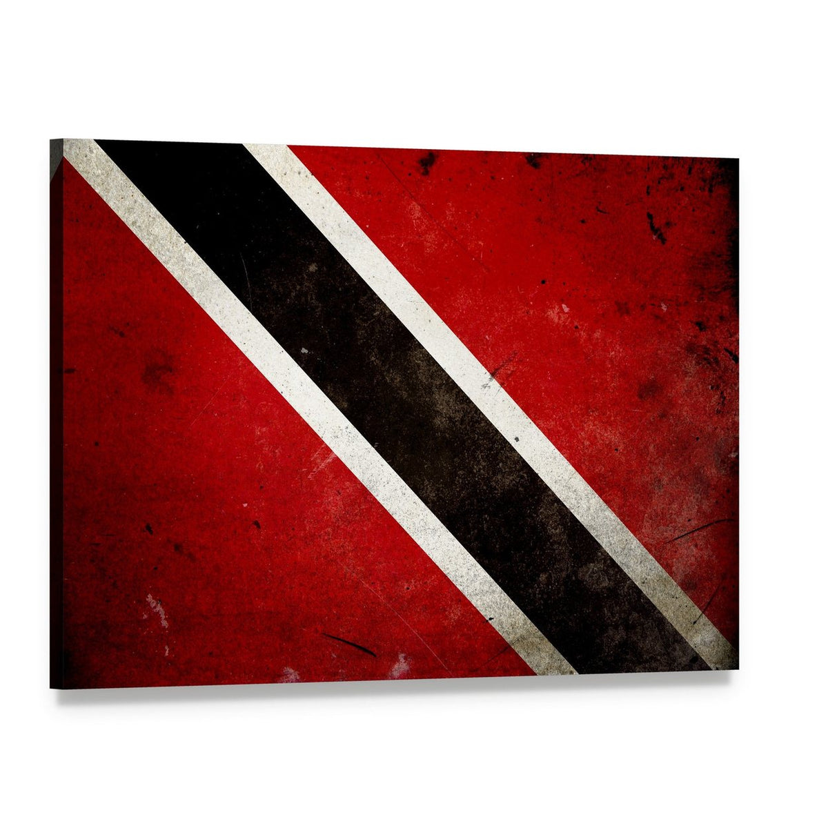 Trinidad and Tobago Flag Distressed Vintage Canvas Wall Art, single panel gallery wrapped canvas, angled product view